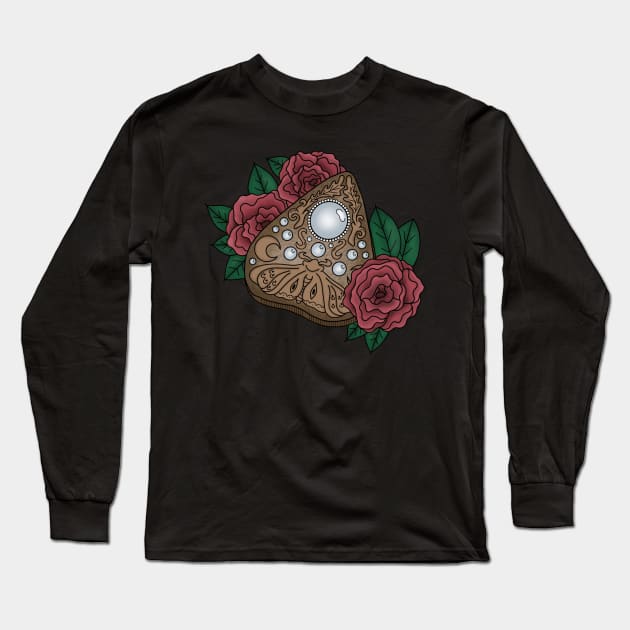 Floral Ouija Planchette Long Sleeve T-Shirt by kirrajadex